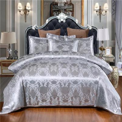 China European Style Embroidery Satin Bedding Set 3 Piece Duvet Cover Bed Sheet Pillow Case for sale