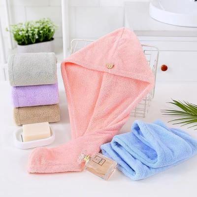 China All Ages Bath Coral Fleece Dry Hair Hat with Polyester Fiber Absorbent Towel for sale