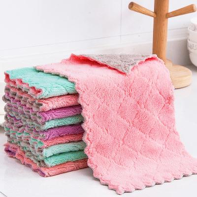 China Thickened Coral Fleece Dishcloth Microfiber for Household Cleaning Sustainable Pattern for sale