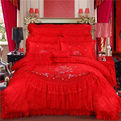 China Bedding Set Luxury Wedding 100% Cotton 200TC Bed Sheet Quilt Bedding Anti-Pull Set for sale