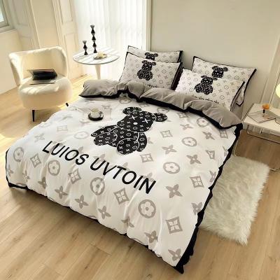 China Home Hotel Hospital School Printed Designer White Bear 100% IV Polyester Bedding Set for sale