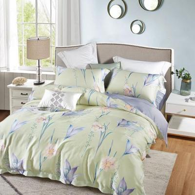 China 100% Tencel Luxury Silky Soft Bedding Set 300TC Printed Fabric Quilt Cover Pillowcase Sets for sale