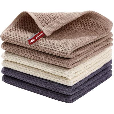 China Highly Absorbent 100% Cotton Kitchen Towels Waffle Weave for Baristas and Tea Lovers for sale