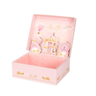 China Wholesale Cute Cartoon Cardboard Magnetic Gift Box Suitcase Shaped Gift Box Kids Birthday Packing Gift Box With 3D Noise And Handle for sale