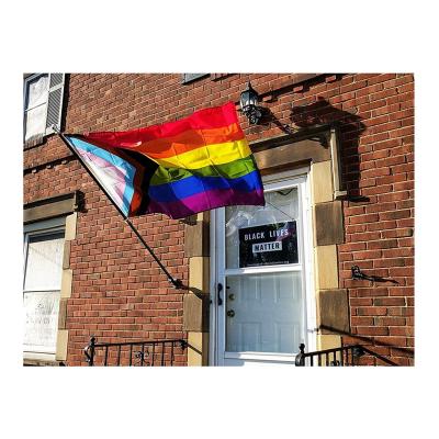 China Health Care Institute Custom Silk Screen Printed 3*5ft Size Polyester Jolly Pride Rainbow Flag Big Progress for sale