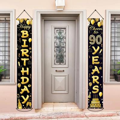 China Vibrant Colors and Vivid Designs Happy Birthday Party Porch Door Custom Banner Garage Door Hanging Banner for sale