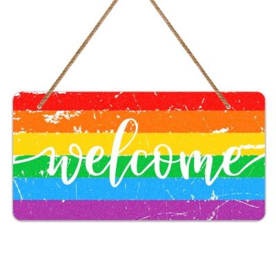 China Porch Welcome Decor For Custom Outdoor Porch PVC Foam Board UV Printed Sign / KT LGBT Pride Plaque Sign for sale