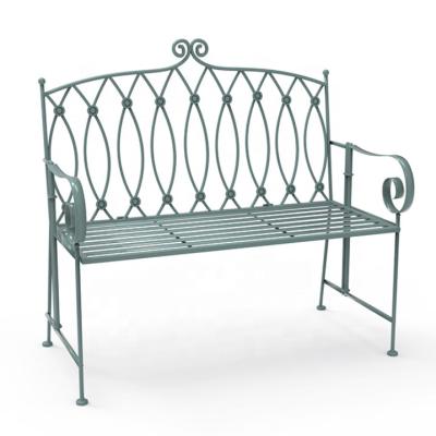 China Garden Benches Factory Price Wrought Iron Benches Outdoor Green Metal Garden Park Bench for sale