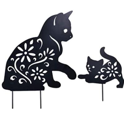 China Hot Cartoon Wholesale Amazon Sale Garden Decoration Iron Set-3 Cat Metal Stakes Cat Toys Gifts For Cat Lovers for sale