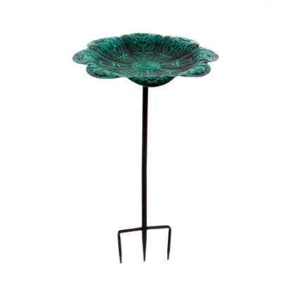 China Hot Sale Antique Garden Bird Feeder Standing Decorative Bird Bath With Metal Stake for sale