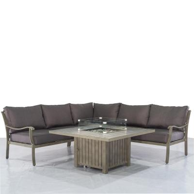 China Modern Aluminum Outdoor Furniture Gas Fire Pit Tables And Sofa Sets for sale