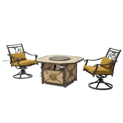 China Stocked Outdoor Leisure Garden Furniture Gas Fire Pit Table Sets for sale