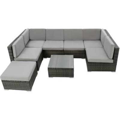 China Modern 8 Piece Garden Furniture Rattan Wicker Sofa Set With Cushions for sale