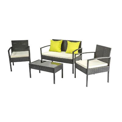 China Outdoor Garden Sofa Furniture Rattan Garden Set of 4 PCS Garden Furniture Set Modern Cheap Outdoor PE Wicker Rattan for sale