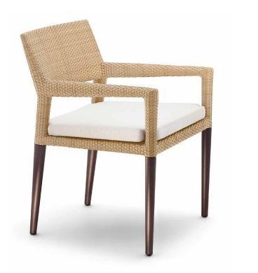 China Modern furniture outdoor furniture PE rattan woven dining chair barstool deck chair beach chair with cushion for sale