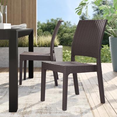 China Modern Aluminum Frame Woven Rattan Stacking Garden Patio Dining Chair for sale