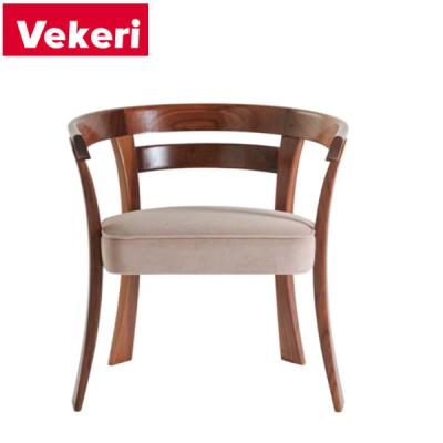 China Modern Semi-polished Canaletto Walnut Solid Hand Crafted Aesthetically Curved Simple Wood Color Dining Chair for sale