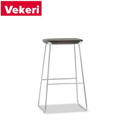 China Modern Nordic Simple Style Stainless Steel Chair Legs Leather Upholstered Multicolor Optional Bar Stool for sale