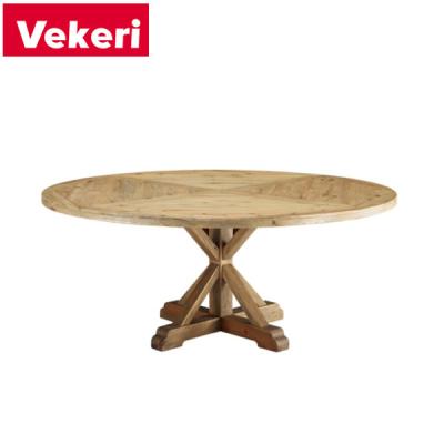 China Customizable Solid Wood Idyllic Brown Circular Dining Table Capacity For Multiple Use In Restaurant And Hotel for sale