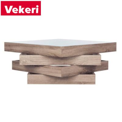 China Customizable Contemporary French Light Luxury Wooden Side Coffee Table Style Geometric Sculptural Shape Suitable For Public Spaces for sale