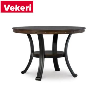 China Beautiful and practical restaurant use Customizable brown metal double deck industrial dining table circular anti-collision style for sale