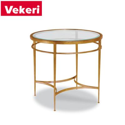 China Customizable Modern Glass Top Living Room Furniture Stainless Steel Gold Side Table for sale