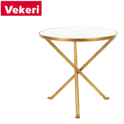 China Customizable modern stainless steel living room furniture marble top side table contemporary round tripod for sale