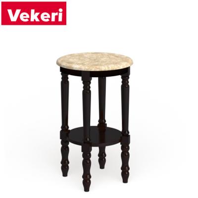 China Customizable French Antique Wood and White Classic Solid Marble Side Table for sale