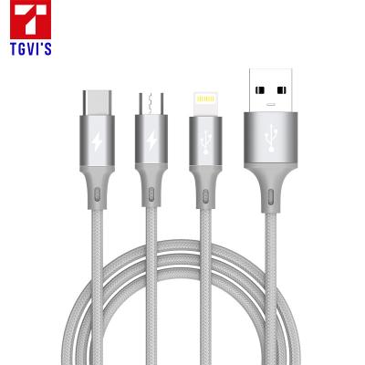 China 3A Charger\Fast Data Transfer TGVIS MFI 3 In 1 Usb C Cable Support Data Transfer Charging Fast Charger For Apple Charging Cables For Iphone 3A Charger Lines for sale