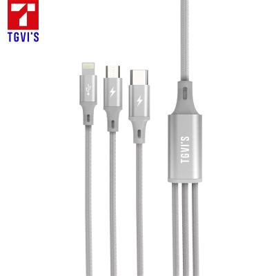 China 3A Charger\Fast Data Transfer TGVIS MFI 3 In 1 Usb C To Light Cable 1M 2M Type C 3A Fast Charging Data Transfer For Iphone Cable Usb Tipo C Charger for sale