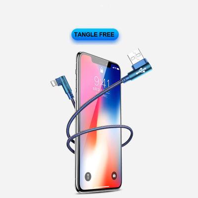 China Charging and Data Transfer 90 Degree 2a Denim Braided Usb Fast Charging Data Cable For 8pin Phone Max 7 8 11 xs X for sale