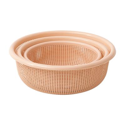 China Casual Three-piece Hollow Basket Vegetable Washing Plastic Drain Basket for sale