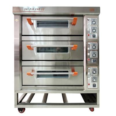 China Resturant Oven Manufacturer Commercial Stainless Steel 3 Deck 6 Tray Oven Pizza Gas for sale