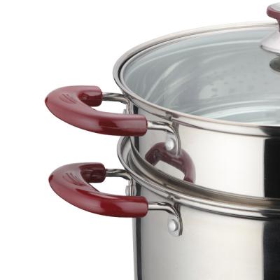 China Various Widely Used Factory Sale 2 Tier Soup Stock Steamer Pot Boiler Cookware Stainless Steel Steamer Pot Set for sale