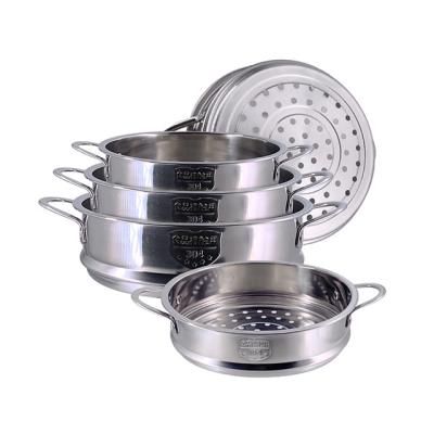 China Quality Price 2 Tier Soup Stock Steamer Pot Boiler Cookware Stainless Steel Steamer Pot Viable Guaranteed Suitable Set for sale