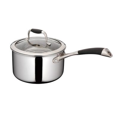 China Low price guaranteed quality hot sale kitchen viable 3 ply stainless steel milk sauce pot pan with lid for sale