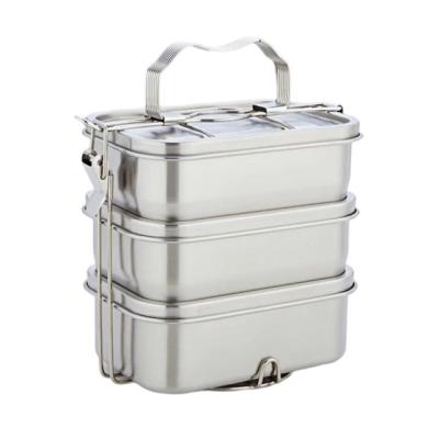 China Freshness Preservation Guaranteed Unique Quality Food Grade 304 Stainless Steel Lunch Meal Bento Box 3 Compartments for sale