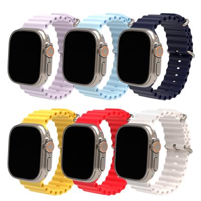 China Official Same Watch Band Official Newest 2022 Same Paragraph 49mm Silicone Ocean Strap Watch Band For Apple Watch SE 8 Series 7 6 5 4 3 2 1 Ultra Band for sale