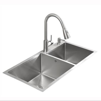 中国 Without Faucet Double Bowl Kitchen Sink Stainless Steel Kitchen Sink 304 Stainless Steel Sinks 販売のため