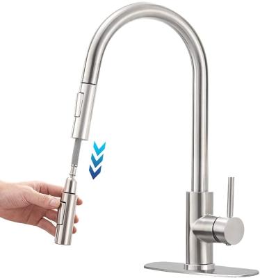 Chine Thermostatic Faucets Pull Out Faucet For Kitchen Sink Single Handle With Brushed Pull Down Sprayer Stainless Steel Nickel Kitchen Faucets à vendre