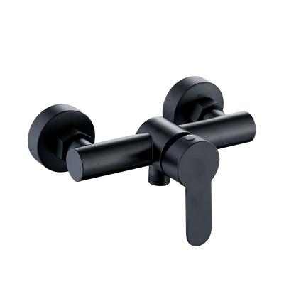 China Without Slide Bar Wall Mounted 304stainless Steel Mixers Bathroom Rain Shower Black Hot Cold Faucets for sale