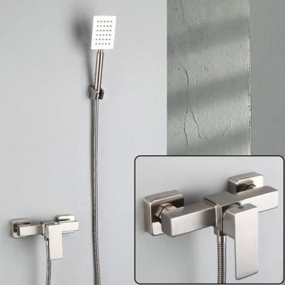 China No Handle 304 Stainless Steel Modern Wall Mounted Single Bathtub Mixer Tap Slide Bar Shower Faucets for sale