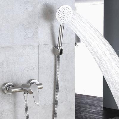 China Sliding Bar Free 304 Stainless Steel Shower Faucets Hot And Cold Shower Bathroom Wall Mount Faucet Mixer Brushed Bathtub Faucet Te koop