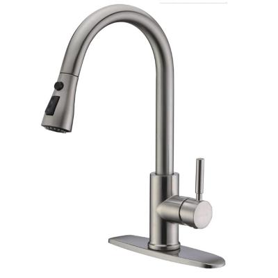 China Thermostatic Faucets Single Handle High Arc Brushed Nickel Pull Out Kitchen Faucet With Pull Down Sprayer Stainless Steel Kitchen Sink Faucets Te koop