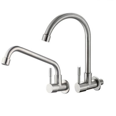 China Nickel 304stainless 360 Handle Thermostatic Faucets FO Kitchen Single Sink Faucet Normal Steel Rotating Wall Mounted Single Cold Faucet Te koop