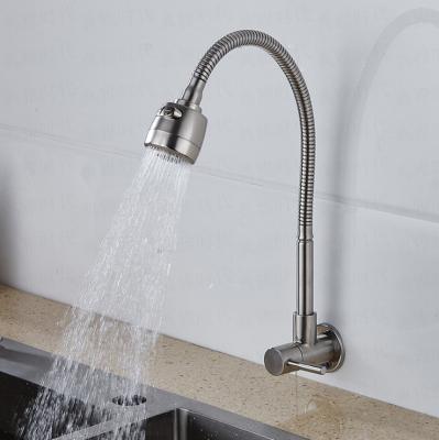 China Modern Wall Mounted Brushed Cooled Single Tap Kitchen 304 Stainless Steel Nickel Single-Handle Drop-Down Sprayer Faucet à venda