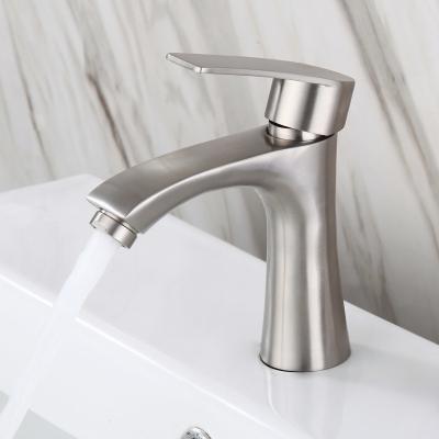 Κίνα Hot And Cold Bathroom Luxury Single Sink Faucet 304 Metered Thermostatic Single Handle Stainless Steel Mixer Basin Faucet προς πώληση