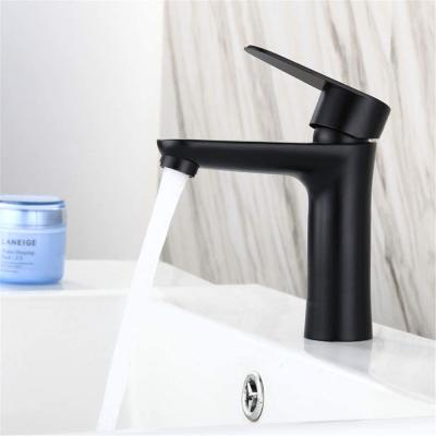 China Single Handle Bathroom Sink Faucets Single Metered Toilet Vanity Mixer Tap For One Hole With Hot And Cold 304 Stainless Steel Matt Black Basin Faucet à venda