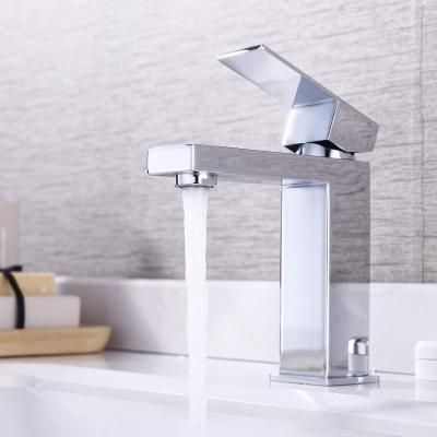 中国 Stainless Steel Vanity Faucets Modern Bathroom Single Handle Metered And Cold Sink Type Hot Mixer Brushed Water Faucet 販売のため