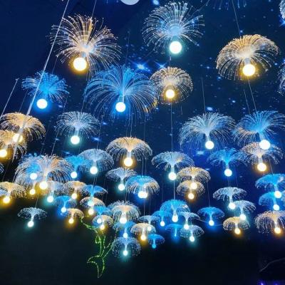 China Dreamy Colorful Waterproof Jellyfish Elf Shape LED Fiber Optic Light Chandelier for sale